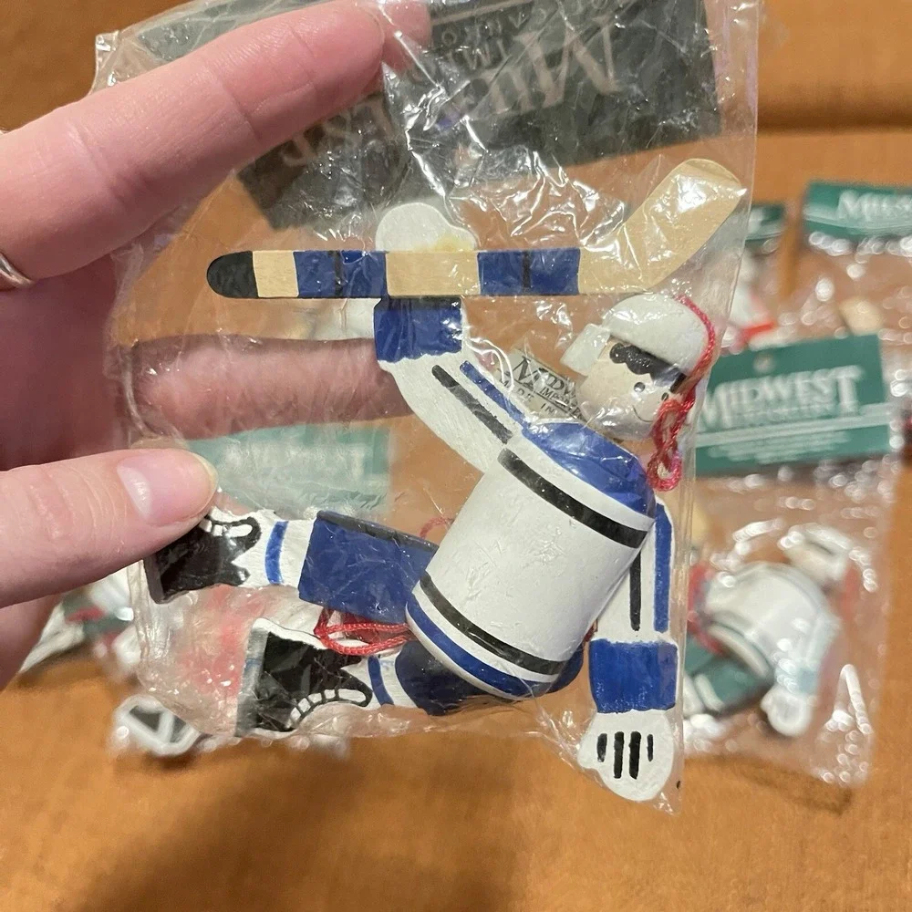 Vintage Hockey Christmas Ornament‎ Midwest Importers Of Cannon Falls Brand New